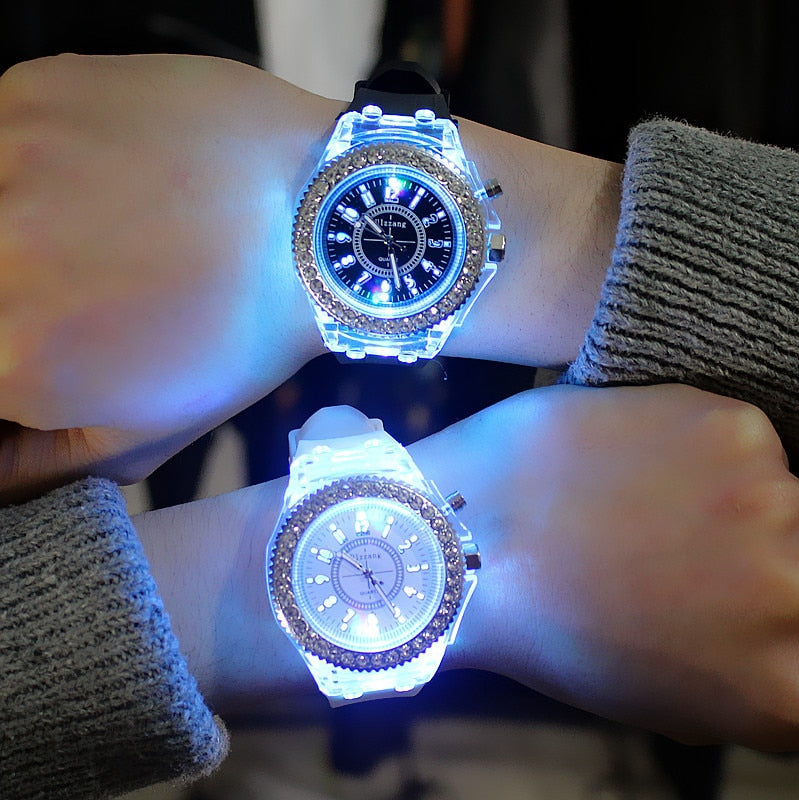 led Flash Luminous Watch Personality trends students lovers jellies woman men's watches