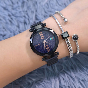 Luxury Women Quartz Watches Starry Sky Stainless Steel Magnetic