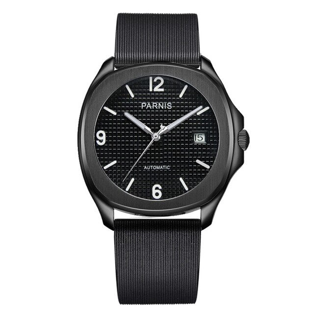 Parnis 38.5MM Black Dial Mechanical Automatic Mens Watch