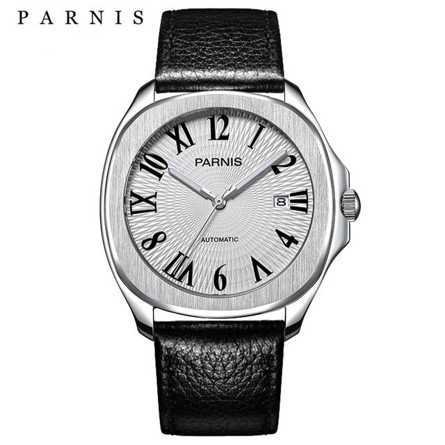 Parnis 38.5MM Black Dial Mechanical Automatic Mens Watch
