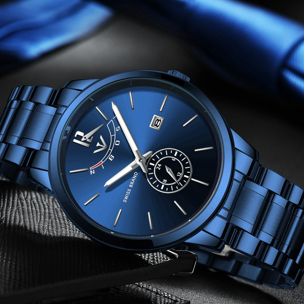 2019 Men Watch Top Brand Luxury Ultra Thin Men Simple Blue Watch Waterproof Male Clock